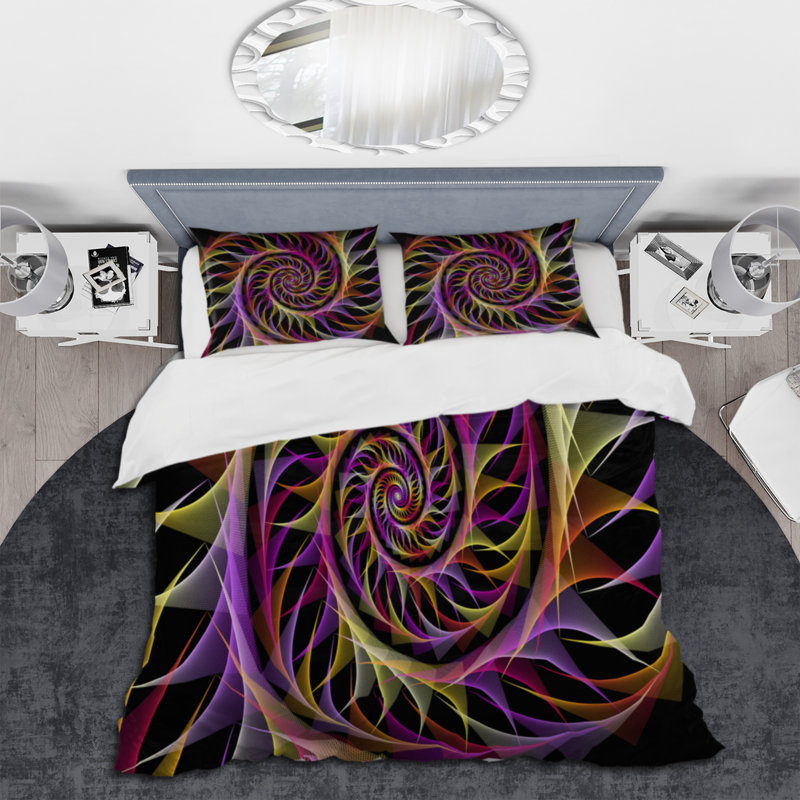Ensemble de housse de couette Spiral Fractal Geometric XV - Polyester moderne