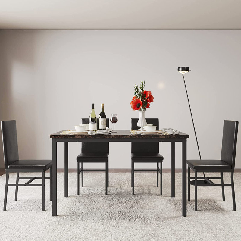 Reuben 4 - Person Four Leg Dining Set, Light Brown