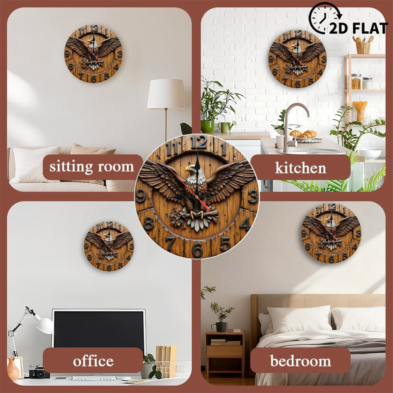 Horloge murale aigle en bois