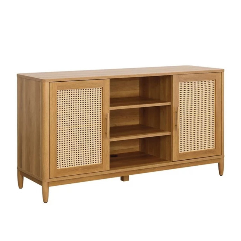 Barkha Unfinished TV Stand for TVs up to 65", Light Honey