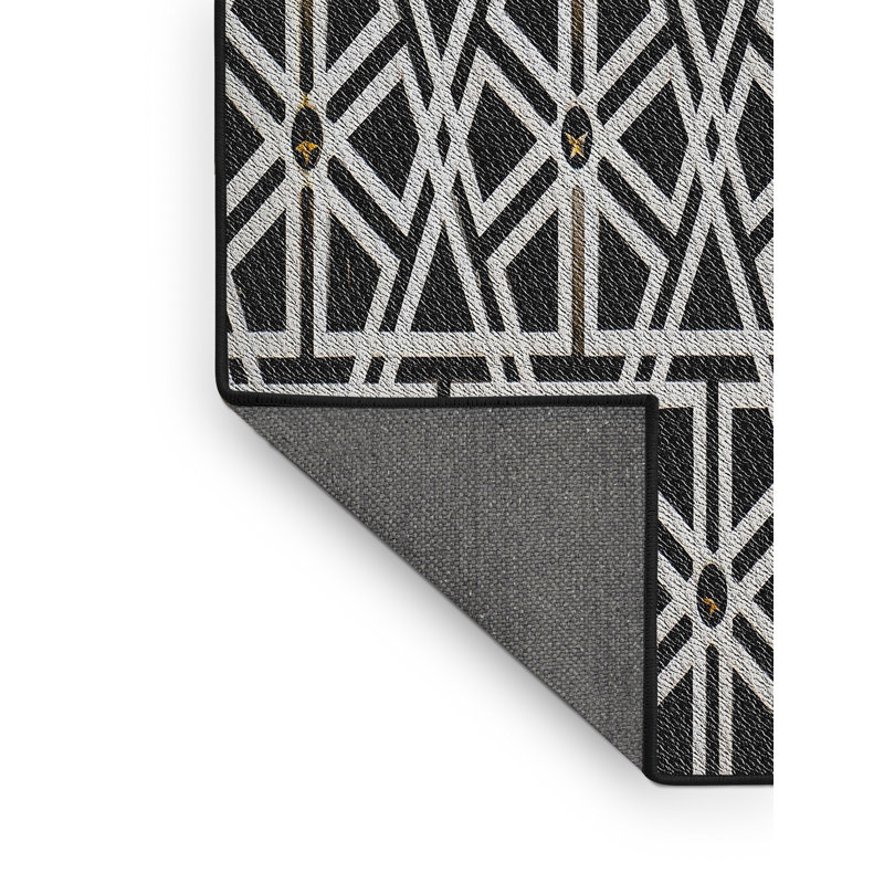 Tapis géométrique noir / gris, Rectangle 5 pi x 8 pi