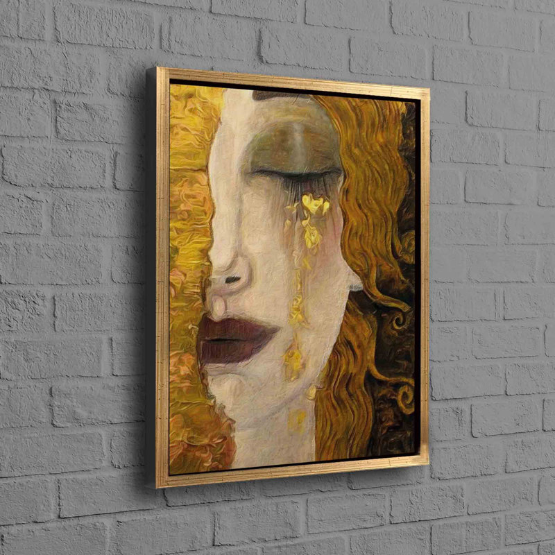 Print on Canvas, 70 cm H x 100 cm W, Framed Print without Mat, Gold