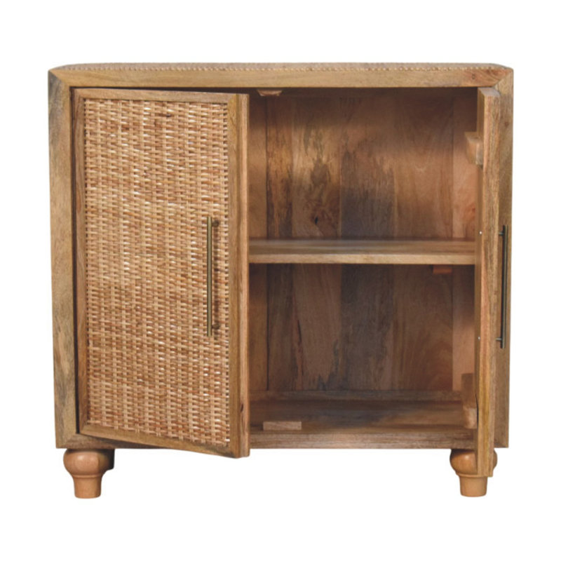 Armoire 2 portes en rotin et chêne