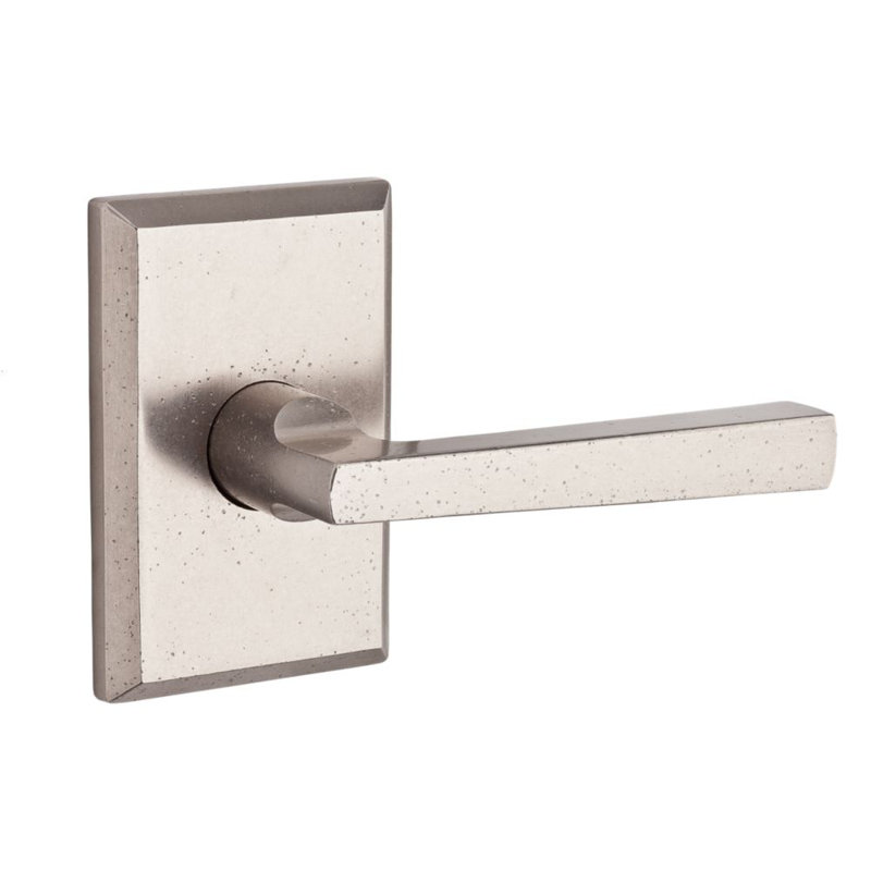 Taper Passage Door Lever with Rustic Square Rose, White Bronze