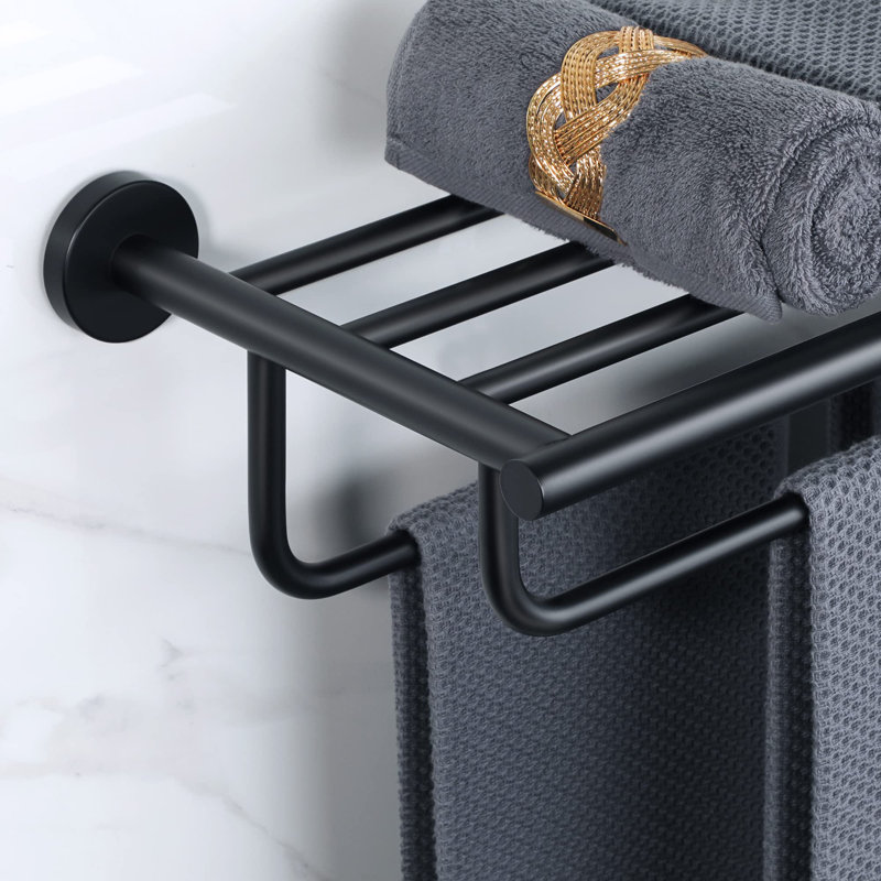 2 Wall Towel Rack, Black