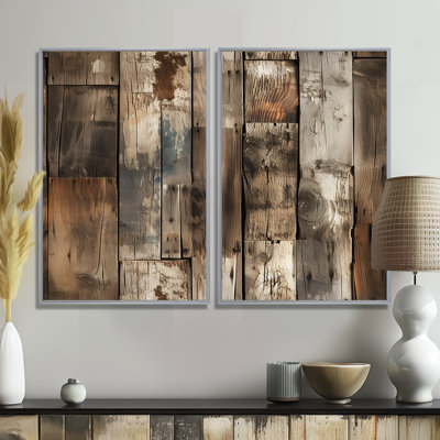 Rustic Barnwood Weathered Tones  - Barn Oversized Wall Art 2-Pieces