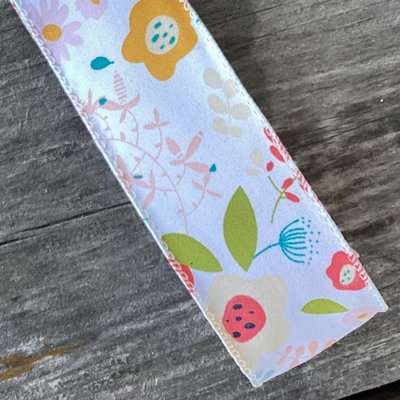 1.5in(s) X 50Yds Spunky Flowers Wired Ribbon