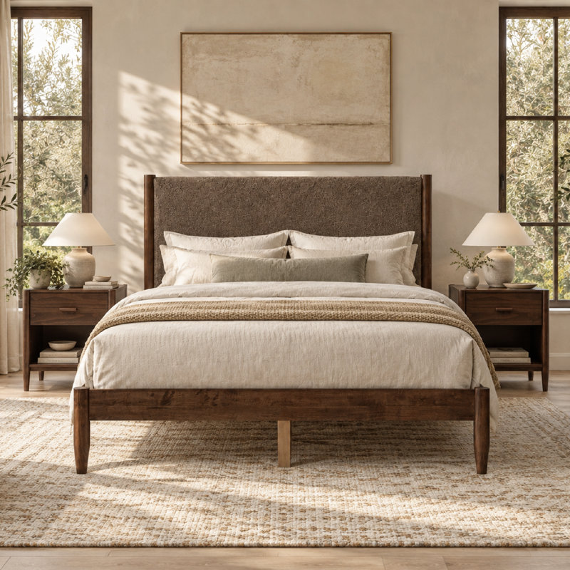 Base de lit tapissier Besan, Twin, Crème Boucle