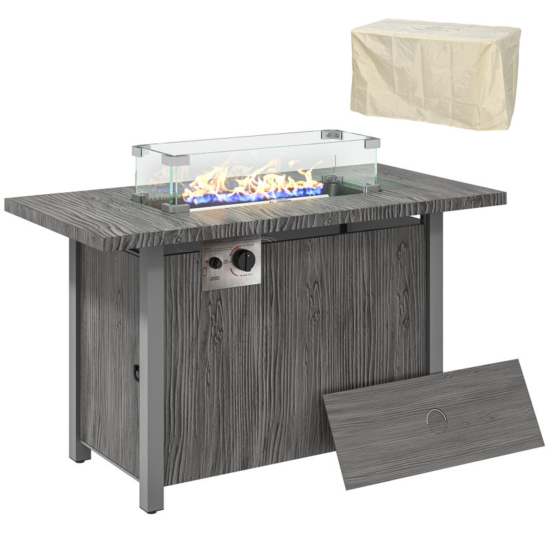 Rectangle Propane Smokeless Fire Pit Table with Hidden Fuel Tank