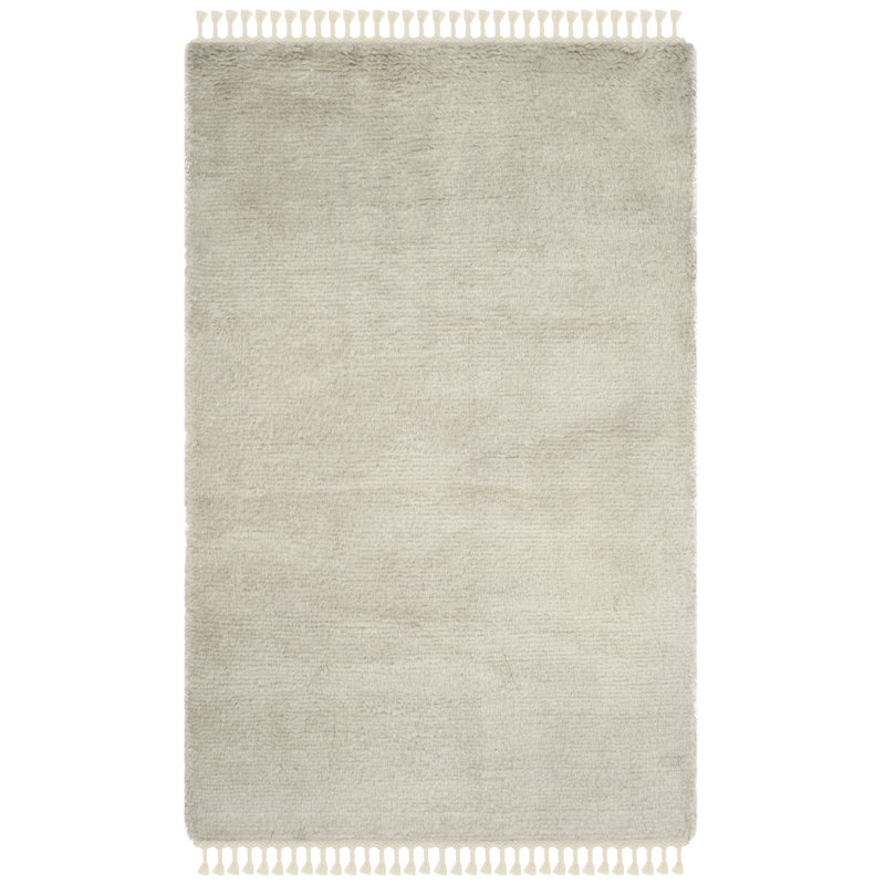 Jankowski Solid Colour Wool Hand Woven Area Rug, Rectangle 122 x 183 cm