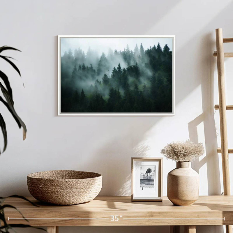 Forêt de sapins brumeux, Cadre flottant blanc, 25 po x 17 po