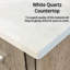 24 po Meuble-lavabo large et rustique, comptoir en quartz blanc, robinet en métal et miroir à 18 teintes-580262189