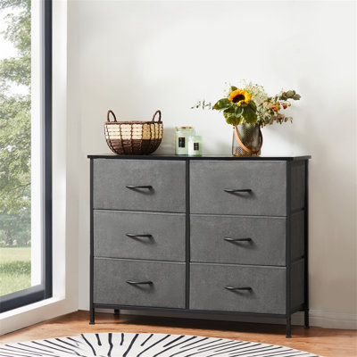 Sweetcrispy Dresser For Bedroom 6 Drawers Wide Fabric Storage Units Chest Of Drawers For Bedroom With Metal Frame And Wooden Top For TV -  17 Stories, 319B544DB85641F5B144910406AAF462