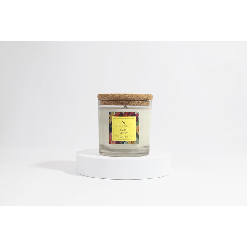 Glass Jar Candle | Amalfi Lemon Mildly Scented | One Wick 7.7 Oz | Over 35 Hours Of Burn Time | Ideal For Home, Celebrations, Gifting