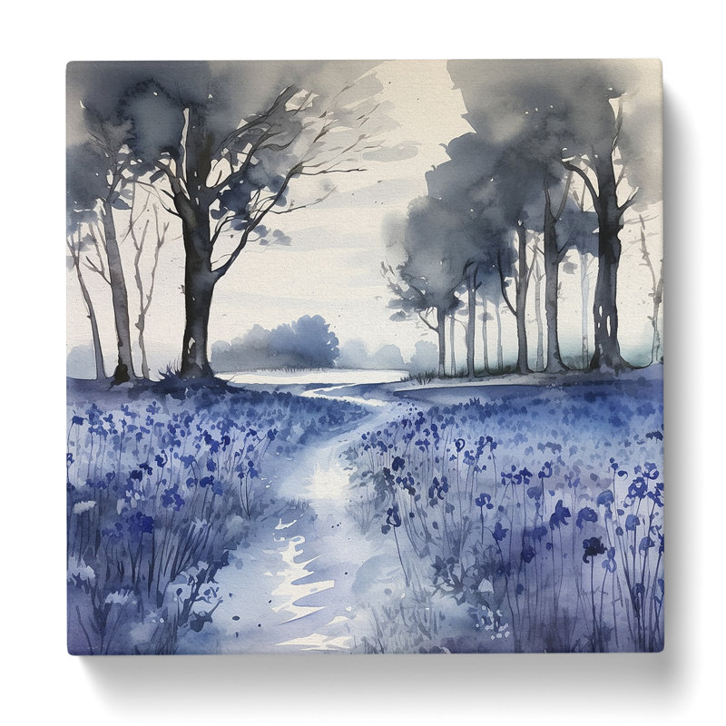 Bluebell Field Ink Wash - Print, 50cm H x 50cm W x 3cm D