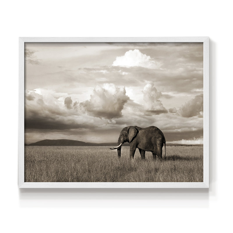 Maasai Majesty Sepia -Framed Print - Restickable, H 8 po x l 10 po, Blanc