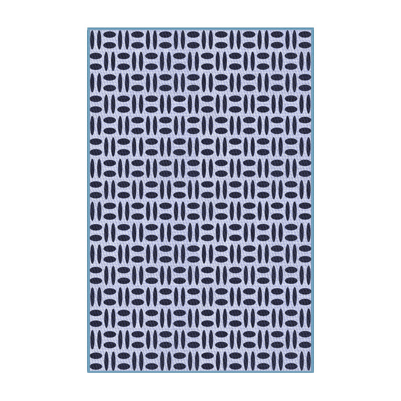 Tapis bleu en laine à motif géométrique Leong, Rectangle 7 pi x 9 pi