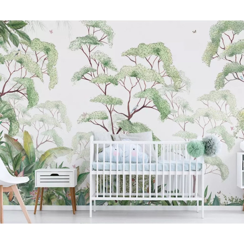 Papier peint amovible arbre vert forêt, L 9 po x l 15 po