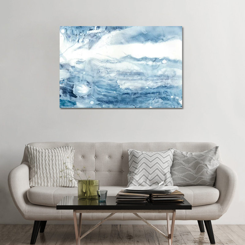 "Indigo Tides III" par Ethan Harper, reproduction d’art, Toile tendue, Pas de tapis, H 32 po x l 48 po x 1,5 po