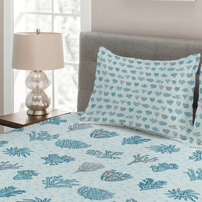 Coastal Polyester Coverlet, King Bedspread + 2 Shams