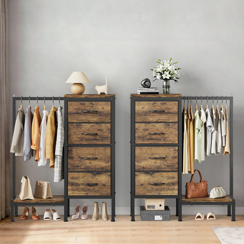 76.2cm W Metal Storage Rack, 119m H x 76.2cm W x 30cm D, Brown