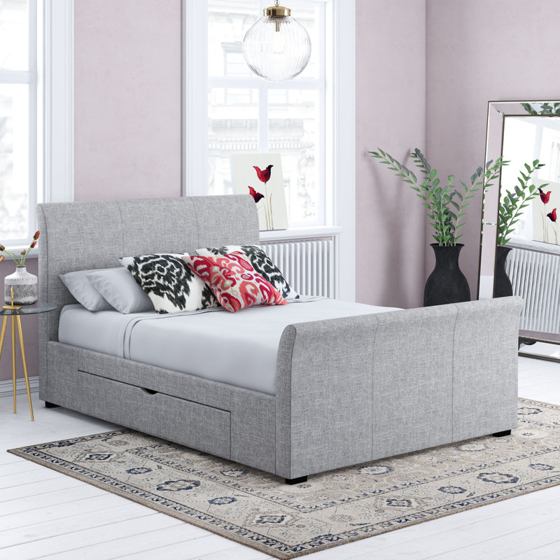 Callison Upholstered Ottoman Storage Bed, Light Grey, No Mattress, Kingsize (5')