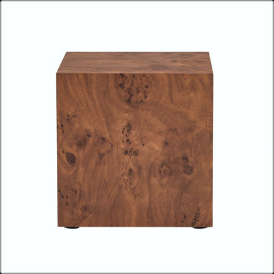 Burl Walnut Veneer Cube Coffee Table