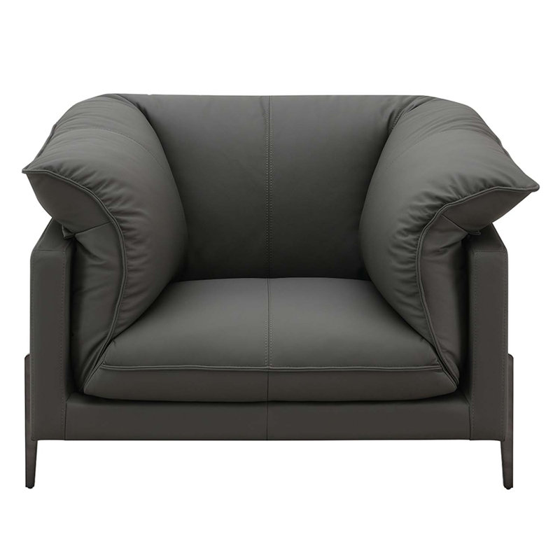 Chaise Tadi, cuir fleur noir