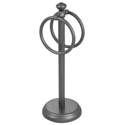 mDesign Steel Bathroom Towel Rack Holder Stand with 2 Hanging Rings