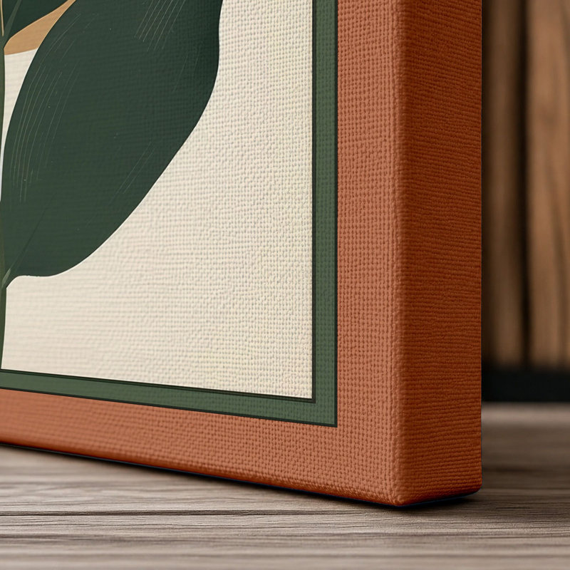 Single Stem in Rust Botanical - Wrapped Canvas, 24x16 - 61.0 x 40.6 cm, Terracotta Border