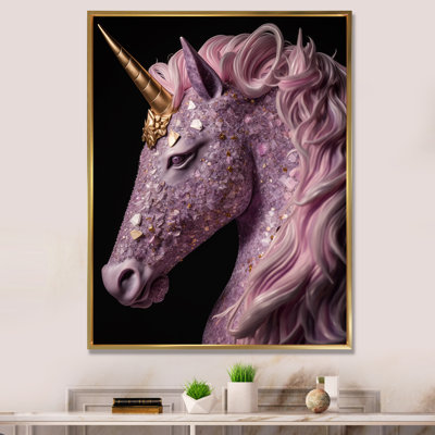 " Portrait Of 3D Pink Amethyst Unicorn "