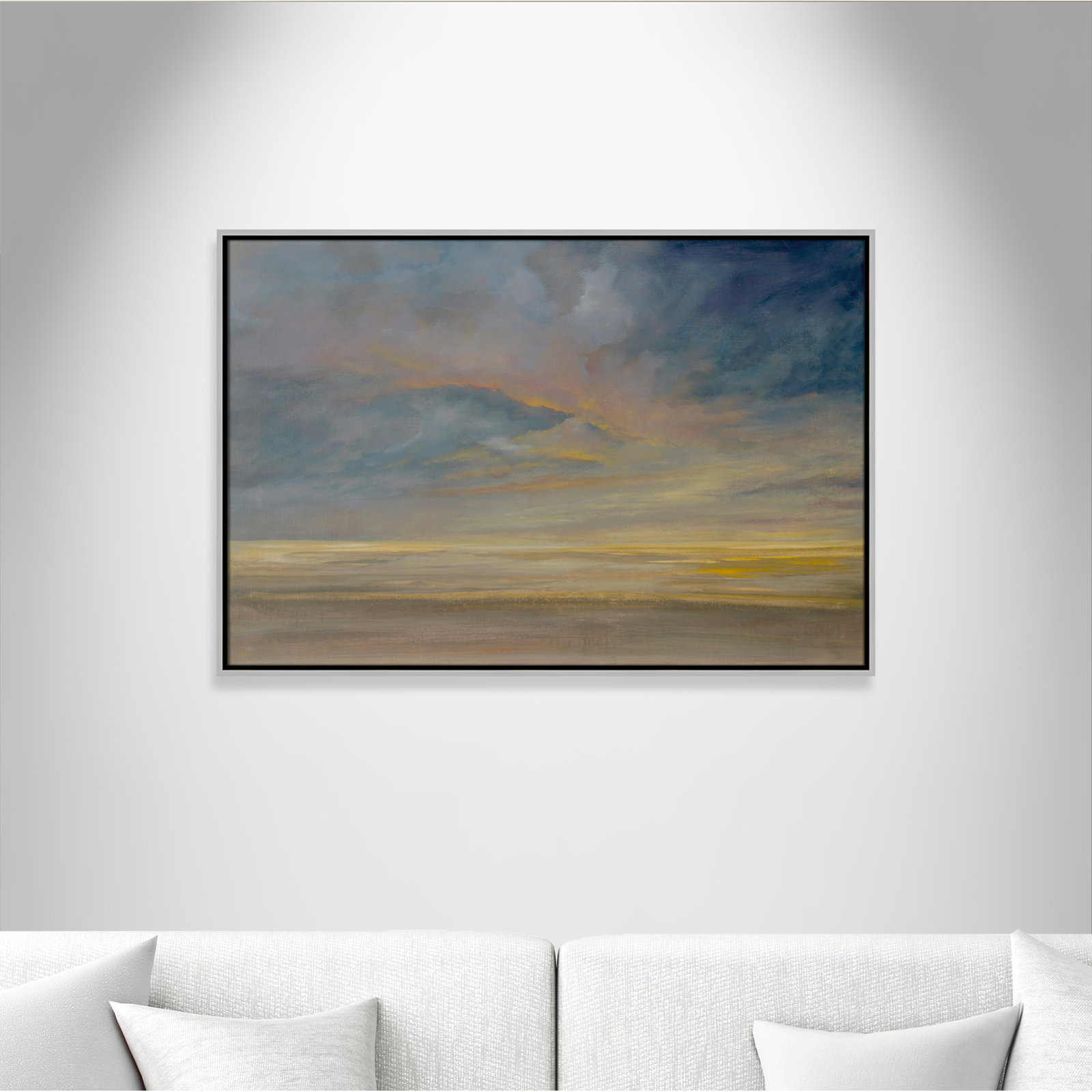 Saffi "Dawning Unrest" Painting, 25.5" H x 37.5" W, Silver