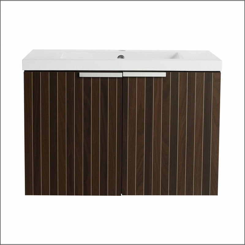 Meuble-lavabo de 30 pouces avec lavabo en résine, portes à fermeture en douceur, conception à fixation flottante