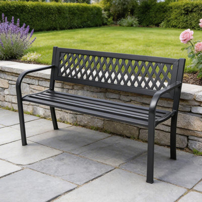 Lara Black Metal Outdoor Bench