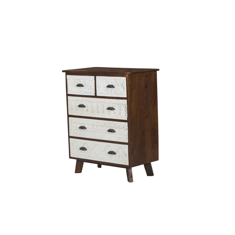 Seda Solid Wood 75cm W 5 - Drawer Chest of Drawers