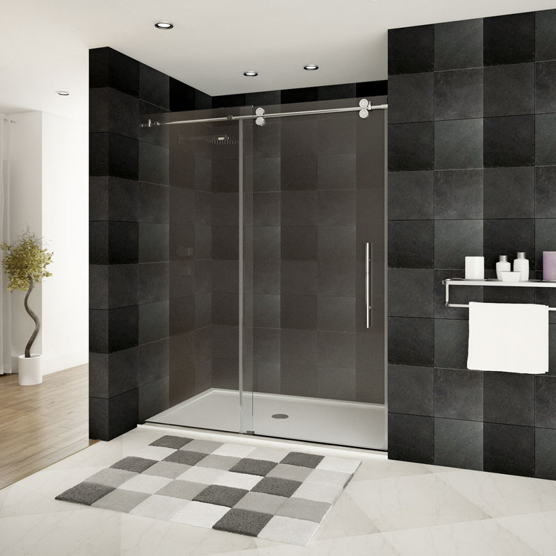 Porte de douche coulissante simple sans cadre 48 po x 79 po Ultra-D, Chrome
