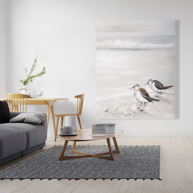Two Sandpipers Birds - Beige Marine Canvas Home Decor