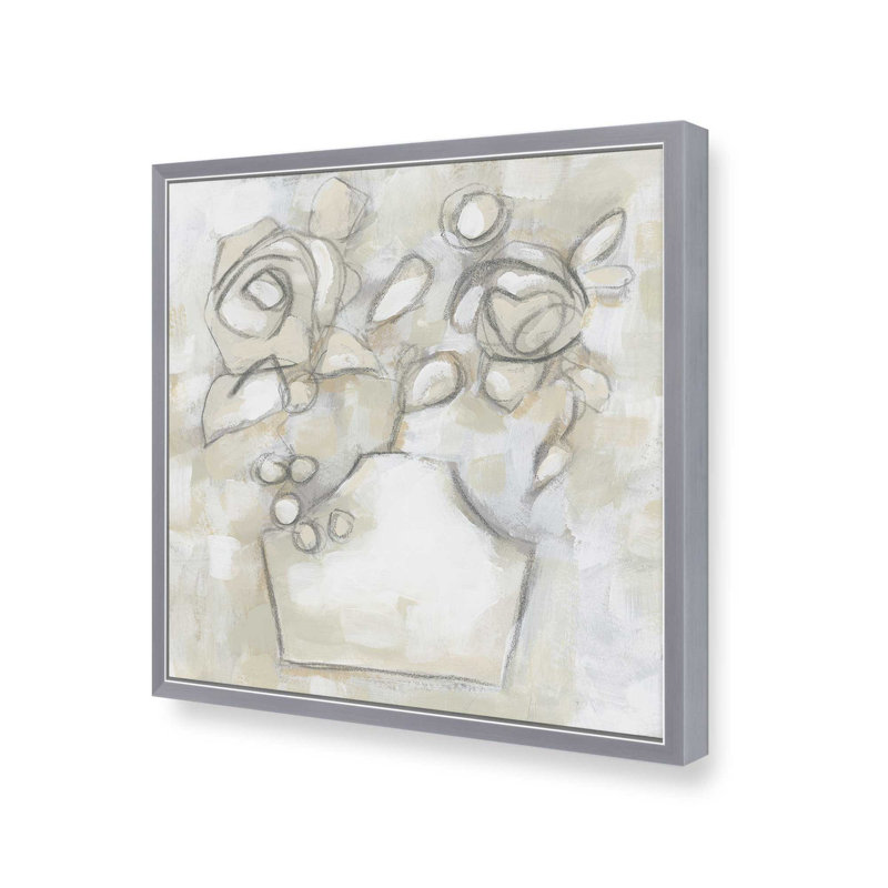 «Bouquet Sketch Impression II» par June Erica Vess, reproduction d'art, H 12 po x l 12 po, Argent argent
