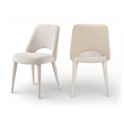 Chaise rembourrée en tissu beige Cici