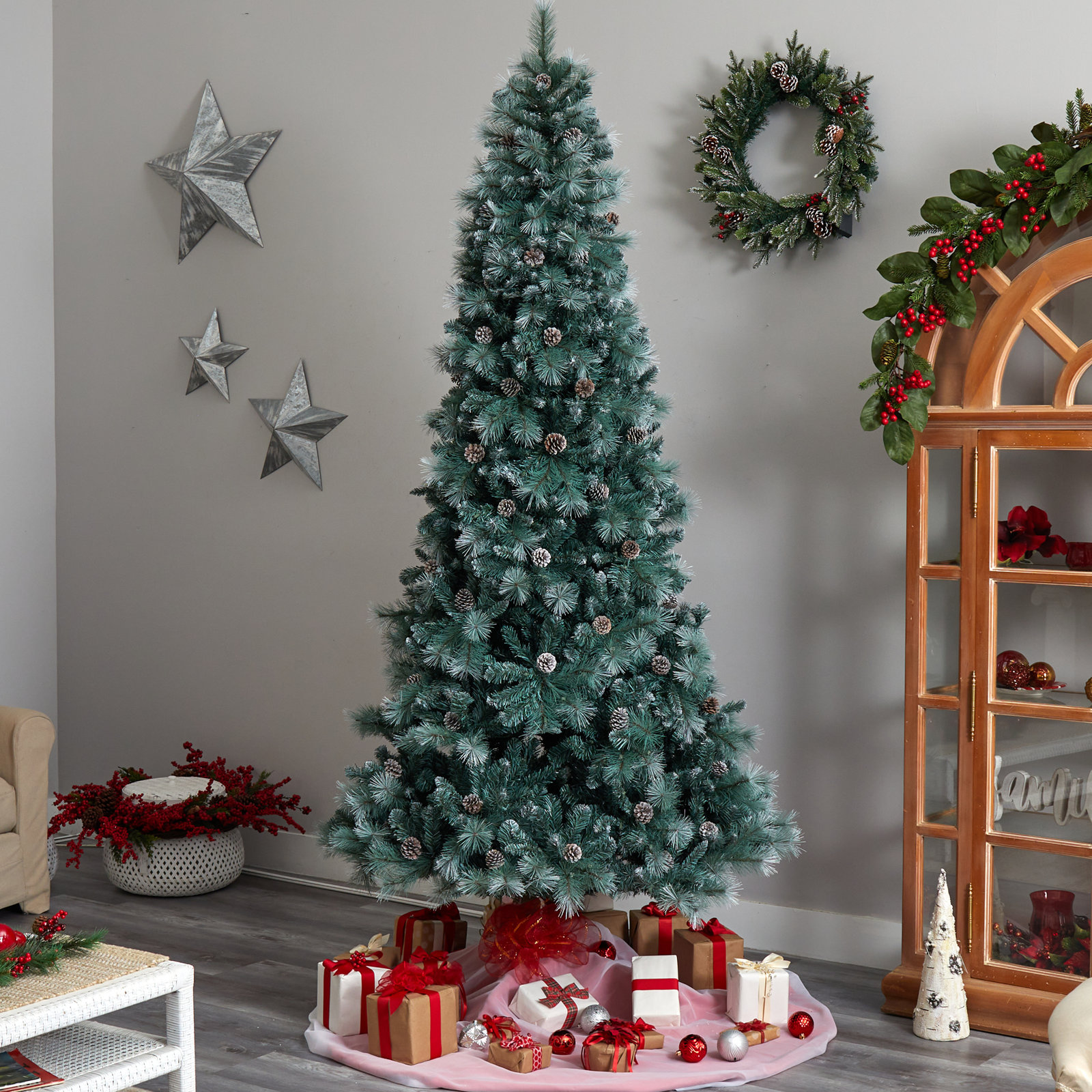 Lighted Artificial Christmas Tree, 9' H
