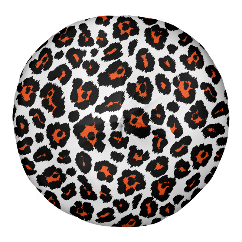 Housse et insert de coussin touffeté rond, H 26 po x l 26 po x P 4 po, Blanc/noir/rouge