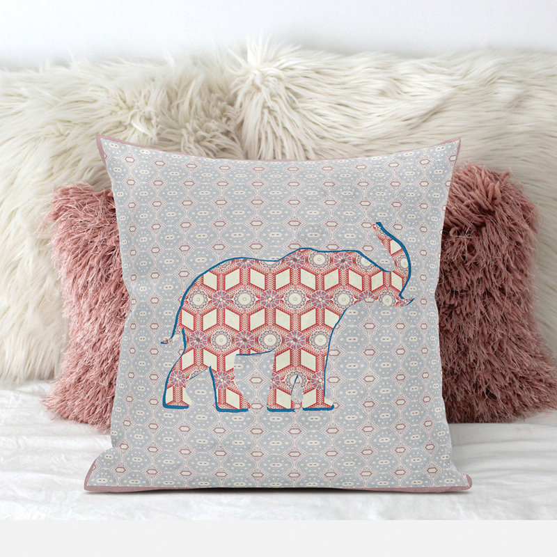 Housse et insert de coussin carré en polyester intérieur / extérieur, 20 po x 20 po, Gris / Beige / Bleu