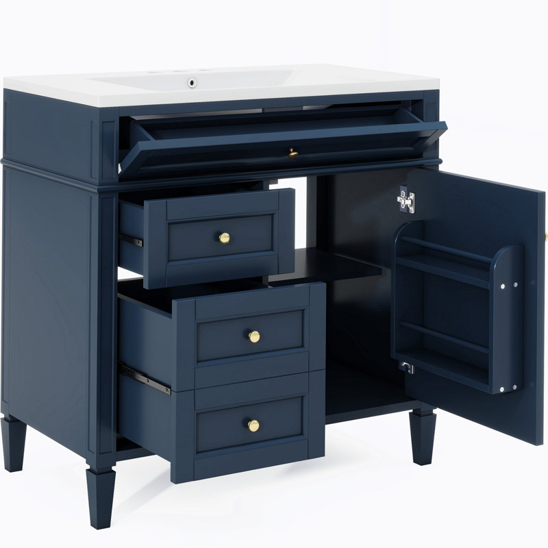 Ensemble de meuble-lavabo simple 36 po avec plateau en résine Dyral, Bleu