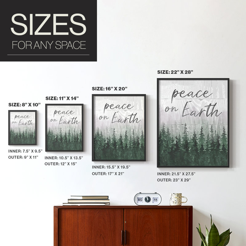 «Peace on Earth», reproduction encadrée - bois massif, H 30 po x l 24 po, Noir, noir, noir, noir