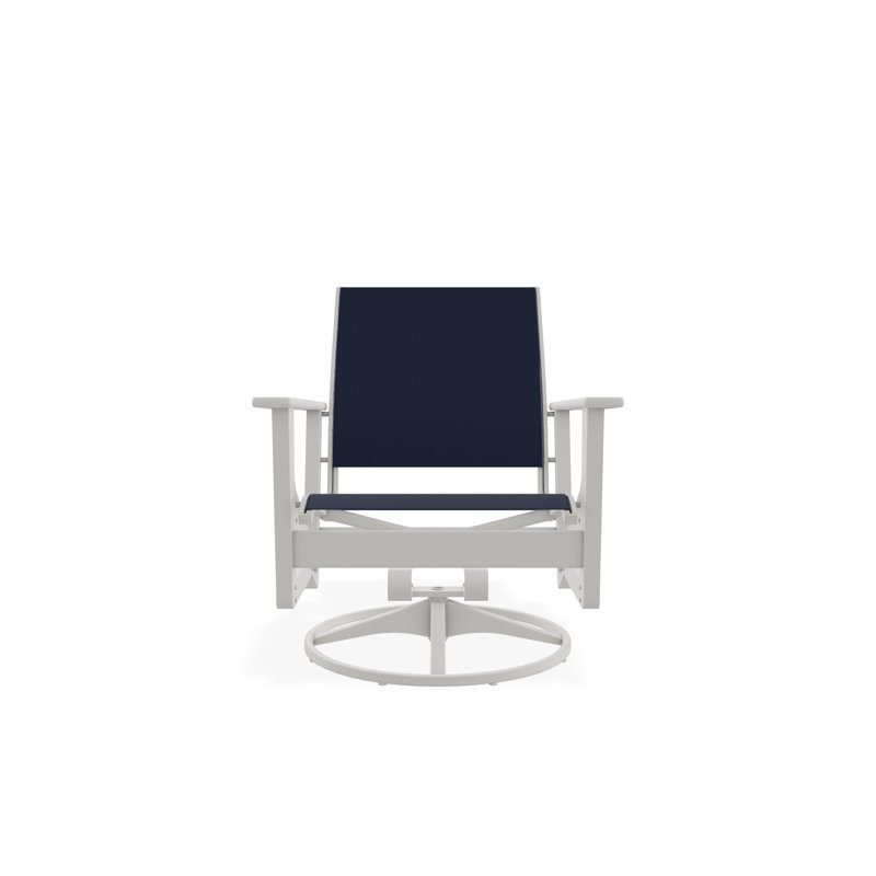 Wexler Outdoor Swivel Lounge Chair, Navy 13D Sunbrella®, Snow