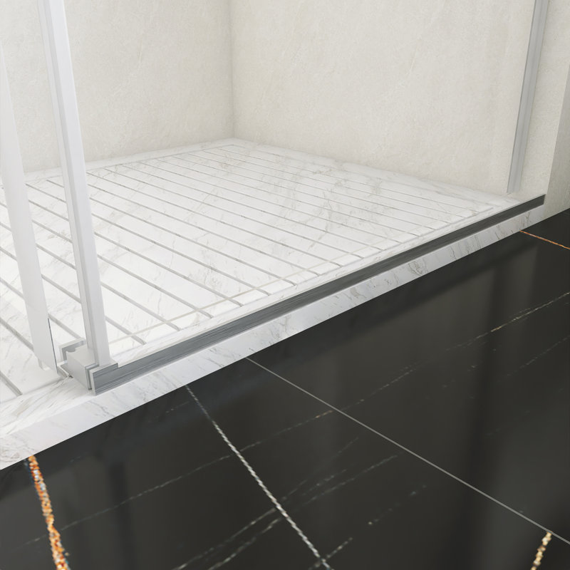 Porte de douche coulissante sans cadre de 56 à 60 po x 72 po avec verre trempé clair de 5/16 po (8 mm) de style GSCG, avec tampon
