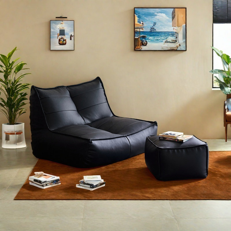 Fauteuil à billes Vintage, Similicuir noir