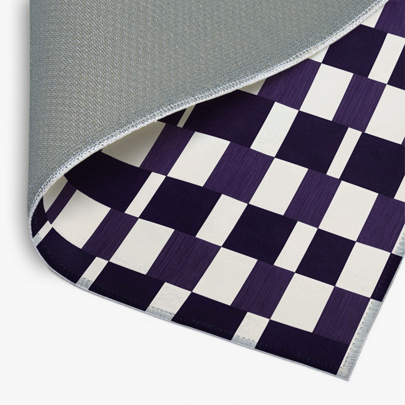 Tapis intérieur / extérieur mauve à carreaux, Rectangulaire 2 pi x 3 pi