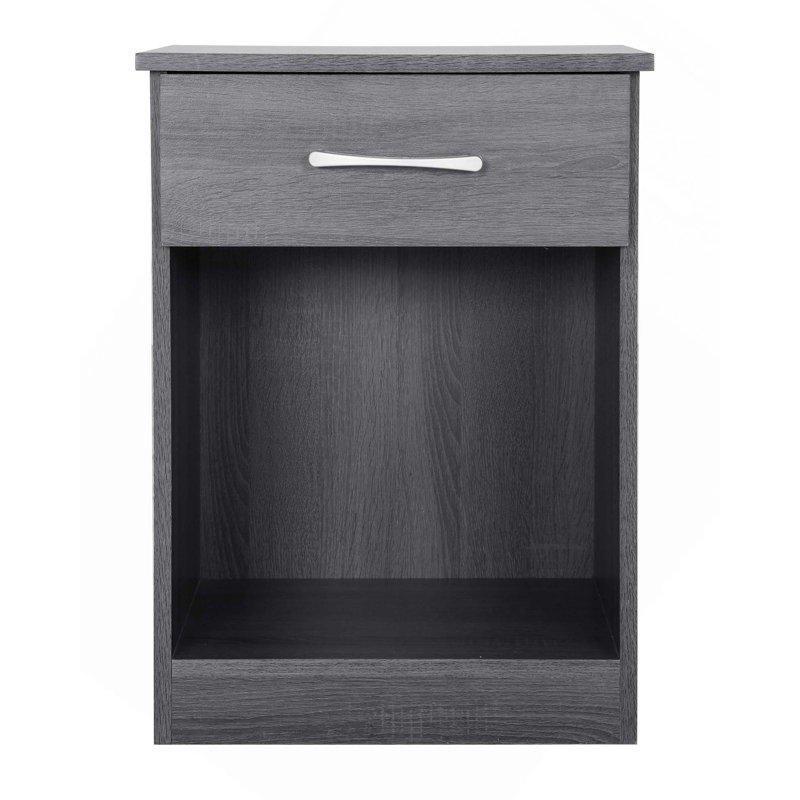 Table de chevet charmante et décontractée en bois avec 1 tiroir de rangement et rangement ouvert, Gray
