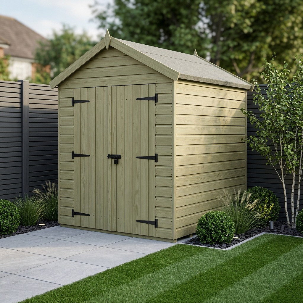 Total Sheds 6ft x 5ft Apex Garden Shed - Double Door - No Windows - Pressure Treated Timber - UK Manufactured
